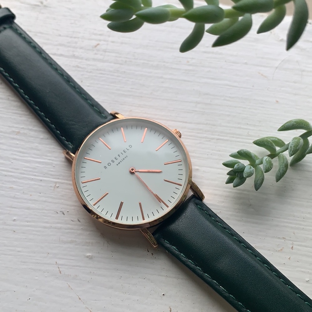 Rosefield Dark Green Leather Watch